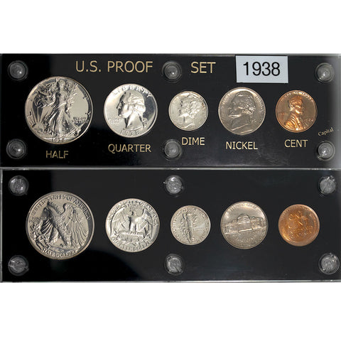 1938 Proof Set - Superb Brilliant Proof in Capital Plastic