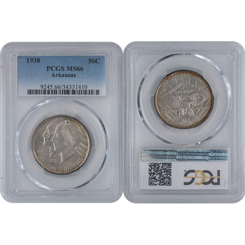 1938 Arkansas Silver Commemorative Half Dollar - PCGS MS 66 - Gem Uncirculated