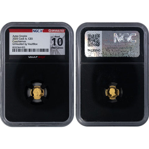2025 Cook Islands $5 Cuauhtemoc 0.5g Gold Coin - NGCX PF 10 Ultra Cameo (PF 70)