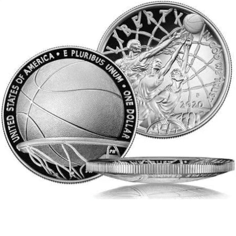 2020 Basketball Hall of Fame Commemorative .999 Silver Dollar - Gem Proof in OGP w/ COA
