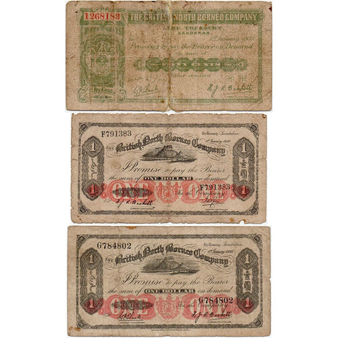 Scarce 1930s British North Borneo Dollars - AG to Fine