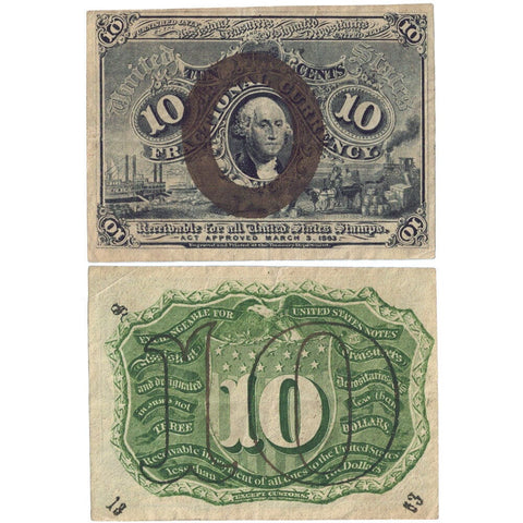 Series 1863 2nd Issue 10¢ Fractional Note Fr. 1246 - Very Fine