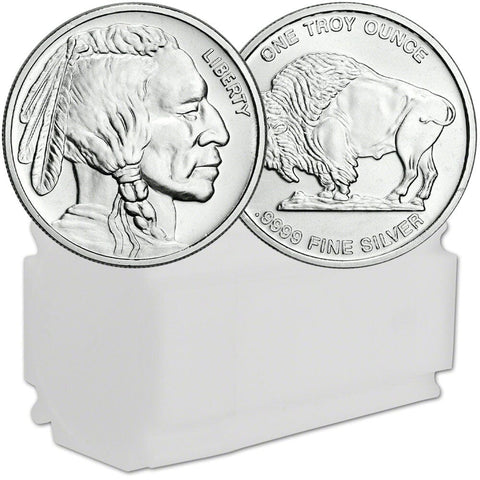 20-Coin Rolls of One Ounce .9999 Silver Buffalo Rounds - Fresh