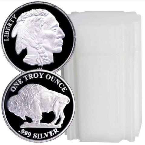 20-Coin Rolls of Asahi Mint One Ounce .999 Silver Buffalo Rounds - Fresh