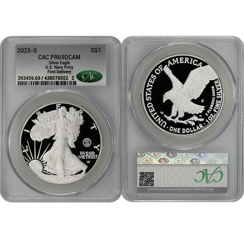 2025-S American Silver Eagle "Navy Privy" - CAC PR69 DCAM