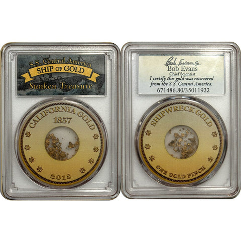 1857 S.S. Central America Pinch of California Gold Recovery, Bob Evans - PCGS Genuine
