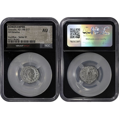 Roman Empire, Caracalla, AR Denarius, 198-217 AD - NGC About Uncirculated