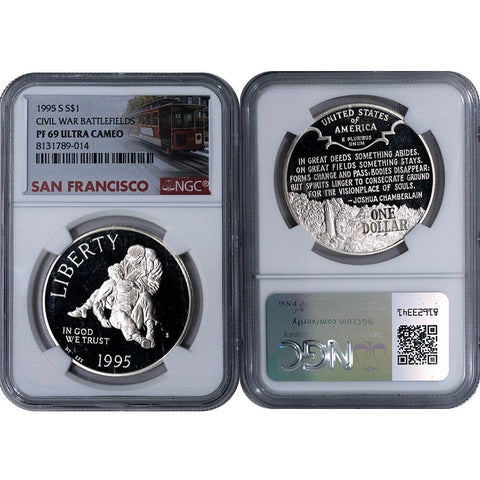 1995-S Civil War Battlefields Commemorative Proof Silver Dollar - NGC PF 69 UCAM