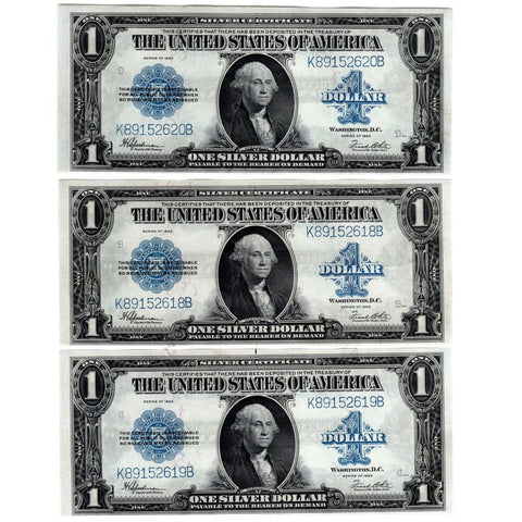 Three Consecutive 1923 U.S. Large Size Silver Certificates Fr. 237 - Choice Very Fine