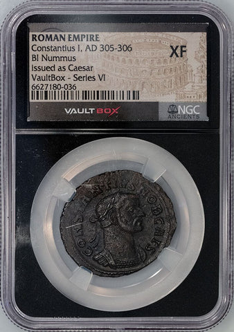 Roman Empire, Constantius I issued as Caesar BI Nummus 305-306 AD - NGC XF