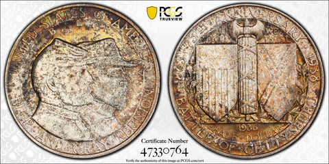 1936 Gettysburg Silver Commemorative Half Dollar - PCGS MS 66 - Gem Toned Beauty