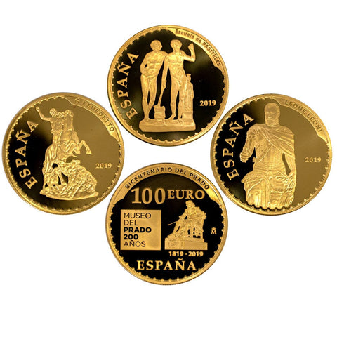 2019 Spain .999 Gold Prado Museum Bicentennial 3-Coin Proof Set - Gem Proof in OGP w/ CoA