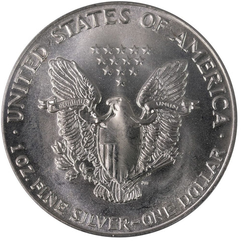 1987 American Silver Eagle Mint Error Struck Through Grease - PCGS MS 65 - Gem Brilliant Uncirculated
