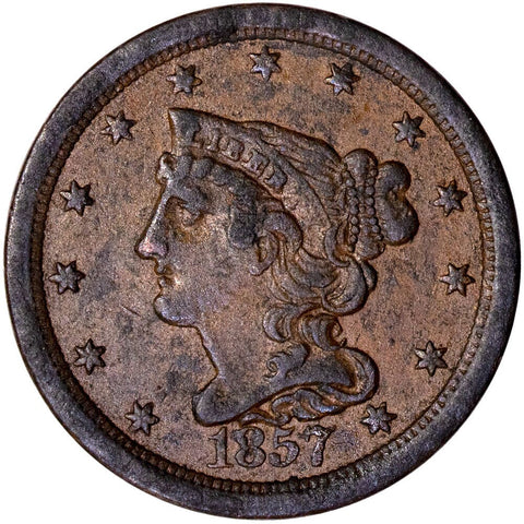 1857 Braided Hair Half Cent - Very Fine