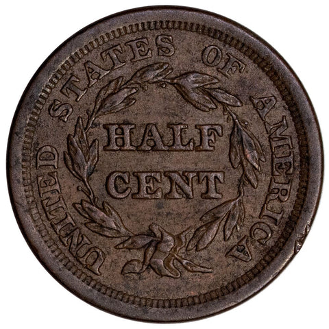 1857 Braided Hair Half Cent - Very Fine