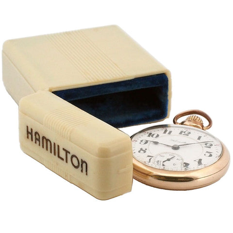 1921 Hamilton 10k GF Pocket Watch - 21 Jewel, Grade 992, Railroad Grade + Case