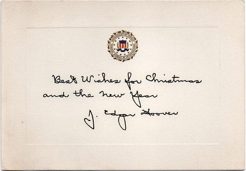 J. Edgar Hoover Triple Signed Seasons Greetings Jan 2, 1946