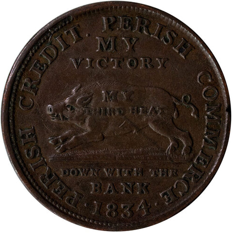 1834 Running Boar Hard Times Token HT-9 - Very Fine