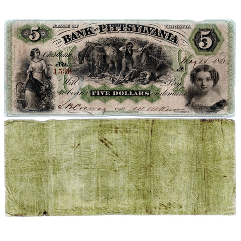 1861 $5 Bank of Pittsylvania, Chatham Branch, Virginia VA-50-G2b - Fine