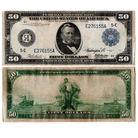 1914 $50 Richmond Federal Reserve Note Fr. 1040 - Apparent Very Fine