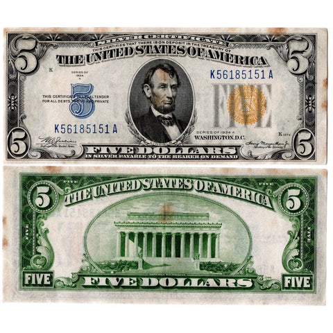 1934-A $5 North Africa Emergency Issue Silver Certificate, FR. 2307 - Very Fine