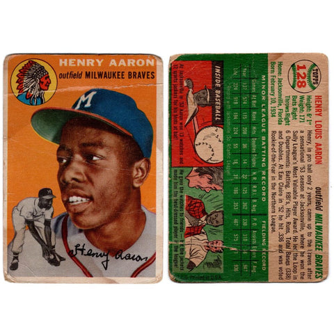 1954 Topps Henry 'Hank' Aaron Rookie Card #128 HoF - Poor