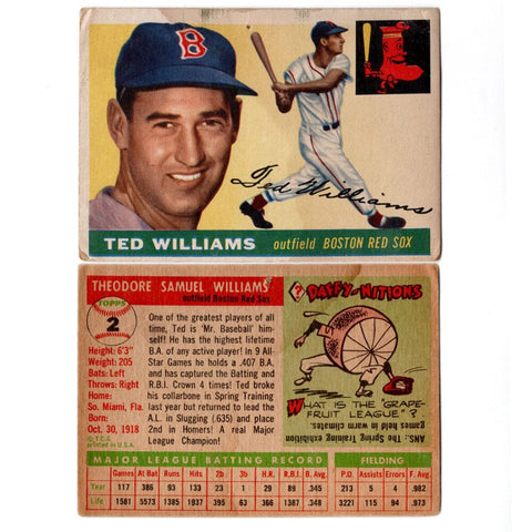 1955 Topps Ted Williams Baseball Card #2 HoF - Fair