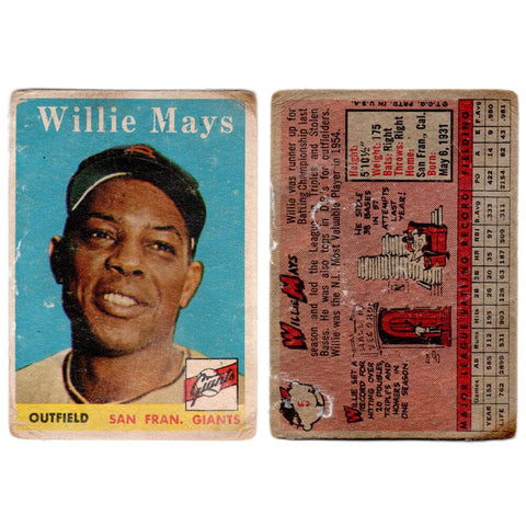 1958 Topps Willie Mays Baseball Card #5 HoF - Poor