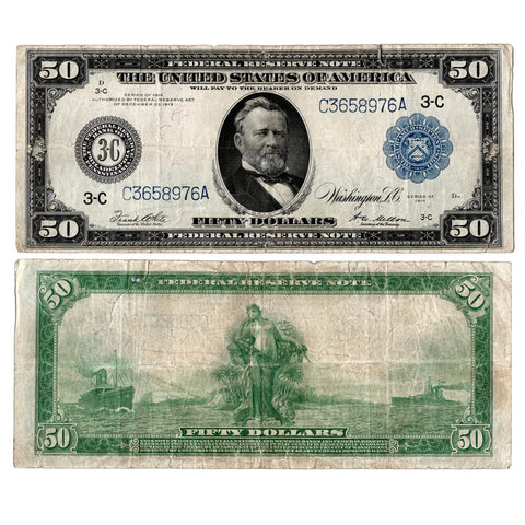 1914 $50 Philadelphia Federal Reserve Note Fr. 1035 - Very Fine Details