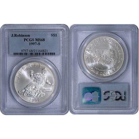 1997-S Jackie Robinson Commemorative Silver Dollar - PCGS MS 68