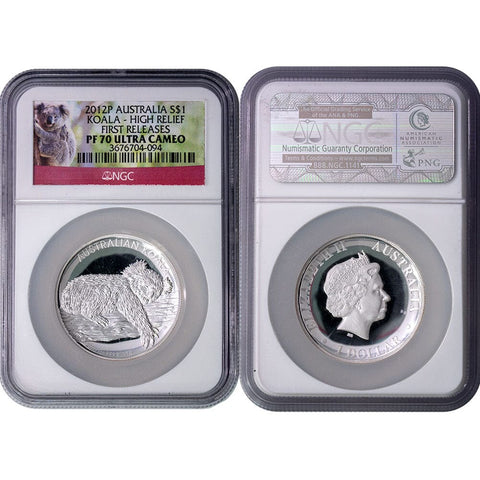2012-P Australia Silver Koala High Relief 1 oz .999 Silver - NGC PF 70 UCAM