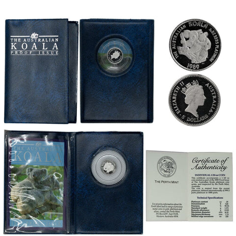 1989 Australia $5 Platinum 1/20 oz .9995 Koala - Gem Proof in OGP w/ CoA
