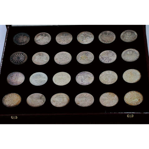 1972 Munich Olympic Silver Coin Collection 24 Coin Set in Original Box w/ COA