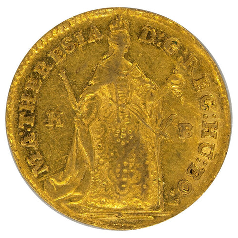 1742K-B Hungary Gold Ducat KM# 329.1 - About Uncirculated