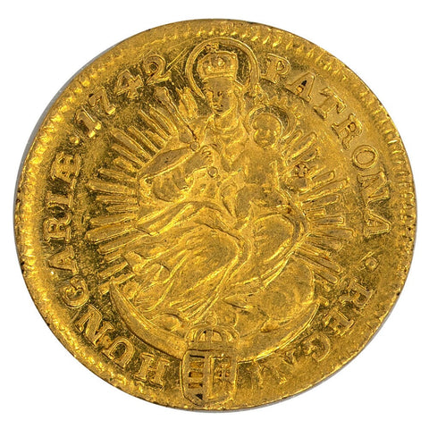 1742K-B Hungary Gold Ducat KM# 329.1 - About Uncirculated