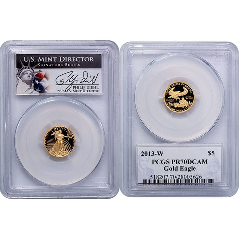 2013-W $5 1/10th oz Proof American Gold Eagle - PCGS PR 70 DCAM