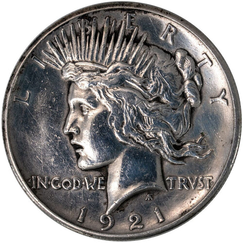 1921 High Relief Peace Dollar - About Uncirculated Details (Polished)