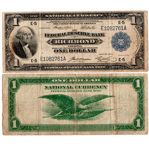 1918 $1 Richmond Federal Reserve Bank Note Fr. 721 - Choice Fine