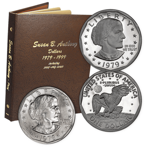 1979 to 1999 P-D-S Susan B. Anthony Dollar 18-Coin Sets in Dansco Album