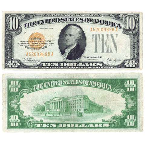 1928 $10 Small-Size Gold Certificate Fr. 2400 - Very Fine
