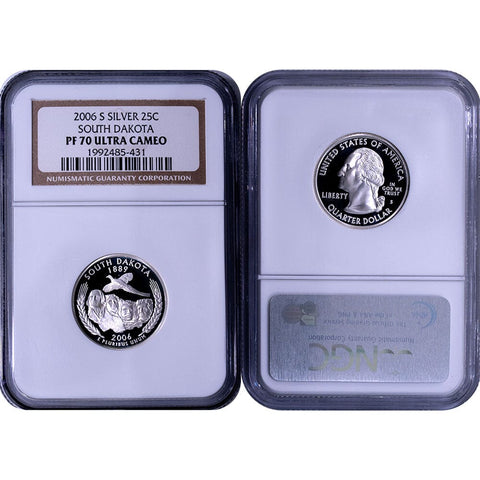 2006-S Silver Proof South Dakota State Quarter - NGC PF 70 Ultra Cameo - Gem Proof