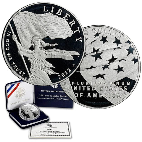 2012-P Silver Proof Star Spangled Banner Commemorative Dollar in OGP w/ COA