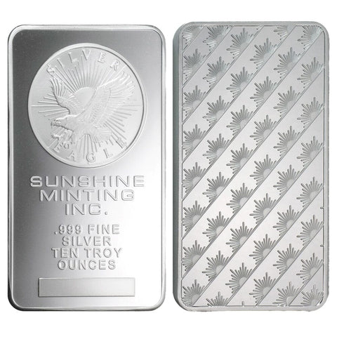 Sunshine Minting Inc (SMI) 10 oz .999 Silver Bar - In Plastic