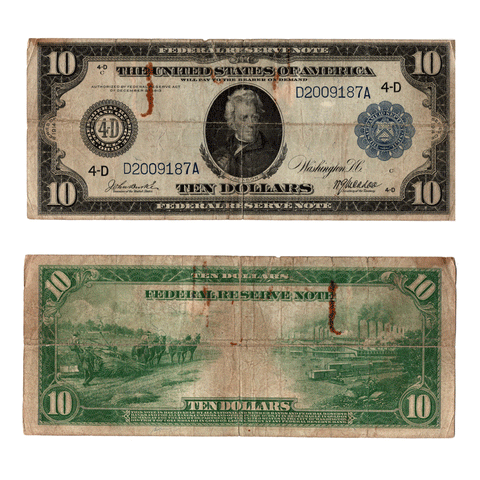 $10 Large-Sized $10 Federal Reserve Note - Fine - Fr. 916