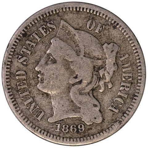 1869 Three Cent Nickel - Very Good