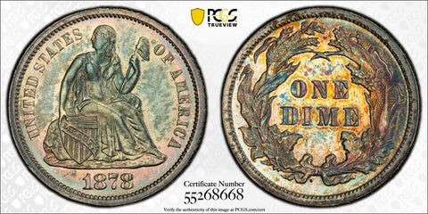 Proof 1878 Seated Liberty Dime - PCGS PR 64 - Choice Proof