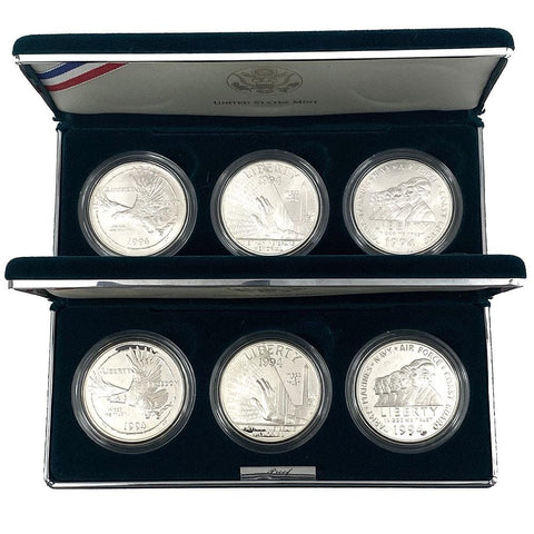 1994 Proof & Unc 3-Coin US Veterans Commemorative Silver Dollar Sets - Gem in OGP w/ COAs