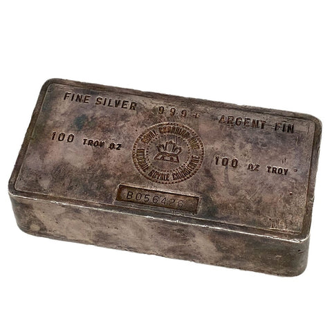 Early Royal Canadian Mint 100 oz .999 Silver Bar