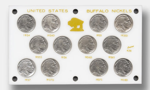 1934 to 1938 Buffalo Nickel “Short Set” - Brilliant Uncirculated