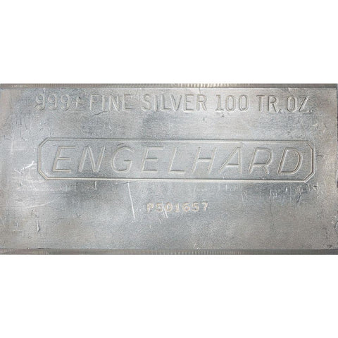 100 oz Engelhard Silver Bars - 1982 - 1987 - In Plastic